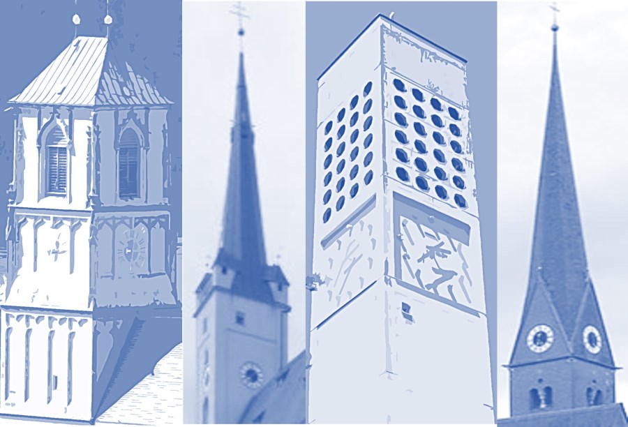 Kirchen der Stadtkirche blau