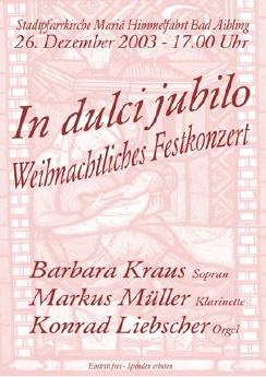 Plakat Weihnachtskonzert 2003