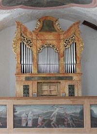 Orgel der Filialkirche St. Maria Magdalena in Baierbach, Pfarrei Stephanskirchen-Haidholzen Maria Königin des Friedens