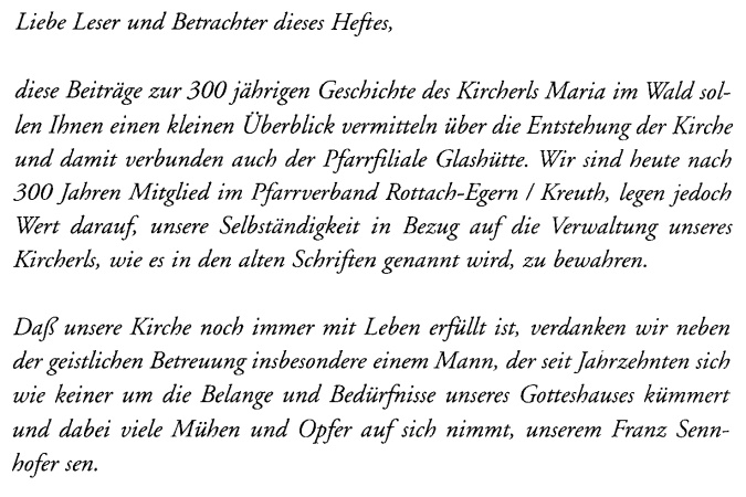 Festschrift 300 Jahre Galshütte Vorwort A