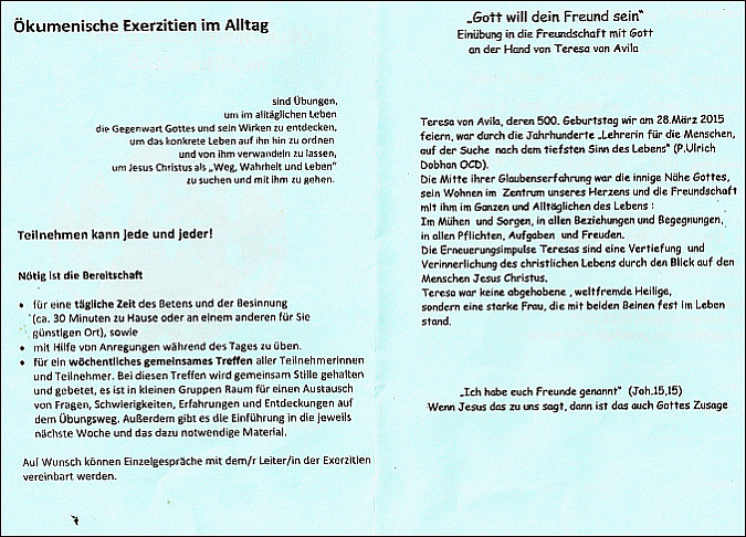 Exerzitien im Alltag 2015 - Folder Seite 1