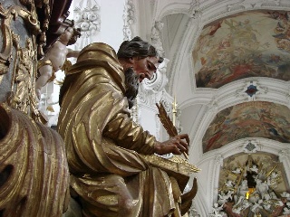 Evangelist Lukaa, Kanzel im Kloster Neuzelle an der Neisse