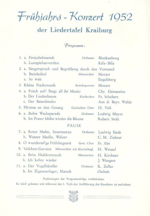 Programm 1952