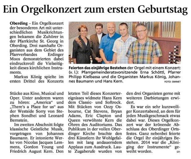 Presseartikel Erdinger Anzeiger vom 08.07.2015