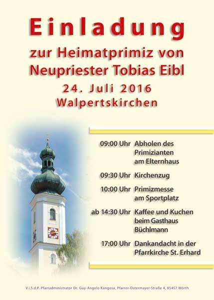 Plakat Primiz Tobias Eibl