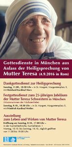 Plakat Mutter Teresa Gottesdienste