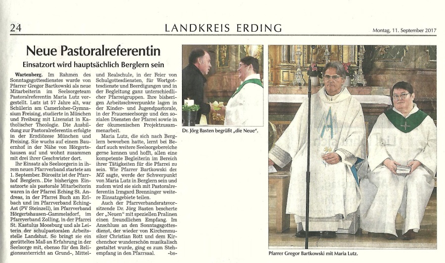 Einführung Fr. Lutz Pfarrverband Wartenberg