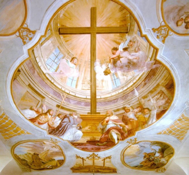 Hl. Kreuz, Fröttmaning, Deckenfresko, Ausschnitt
