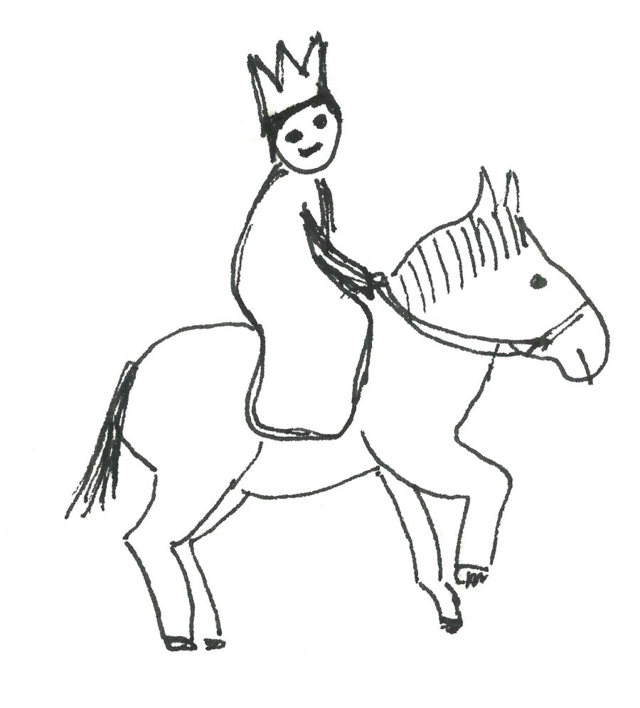 König auf Pferd Kinderzeichnung