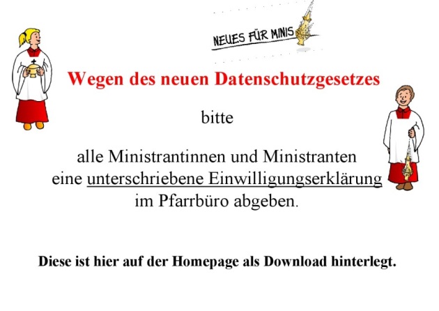 Homepage - Ministranten - Hinweis Datenschutz
