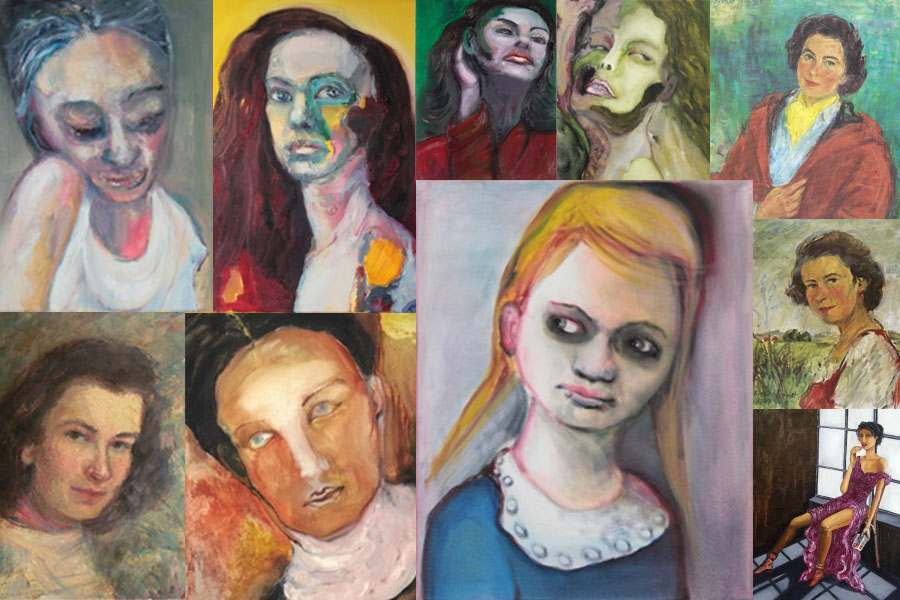 Collage Ausstellung FrauenKöpfe 2018