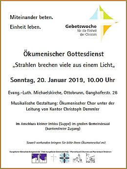 Plakat zum Ökumenischen Gottesdienst am 20.01.2019