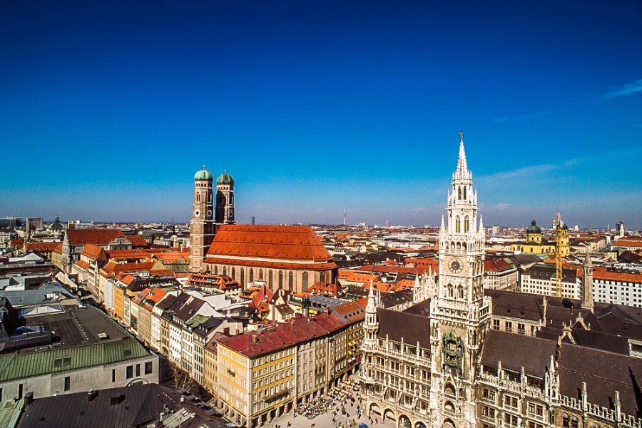 Blick auf Marienplatz, Rathaus, Dom München