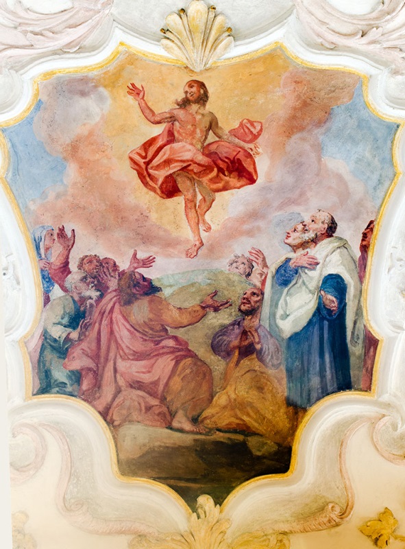 Fischbachau, Pfarrkirche St. Martin, Deckengemälde Himmelfahrt Christi, Melchior Puchner, 1737/38