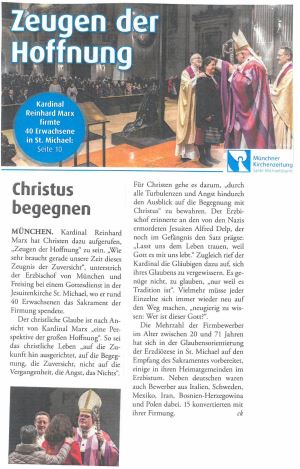 Firmung Dezember 2017, Münchner Kirchenzeitung vom 17.12.2017