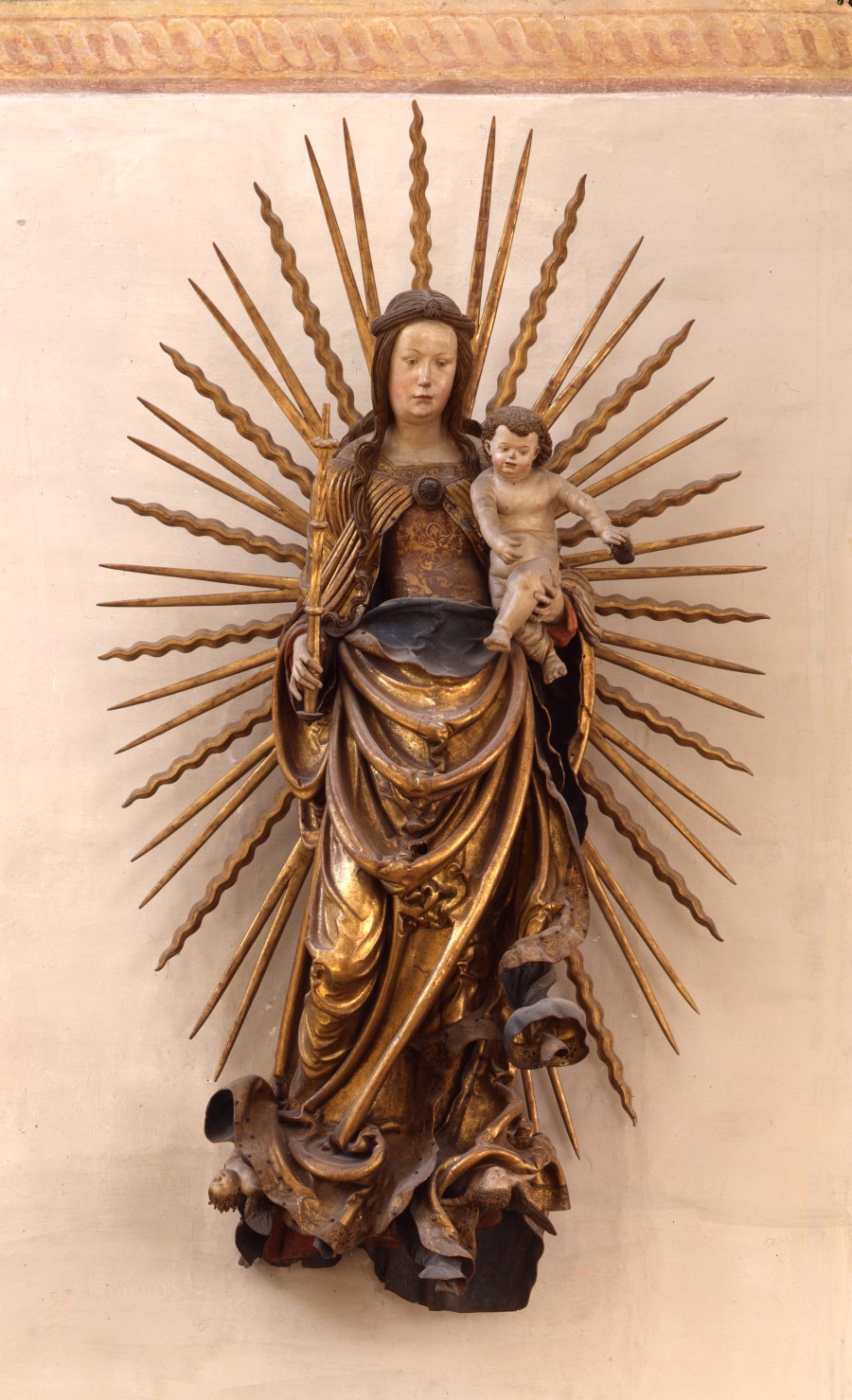 St. Martin, Madonna von Hans Leinberger, um 1518, ehemals mit Rosenkranz,