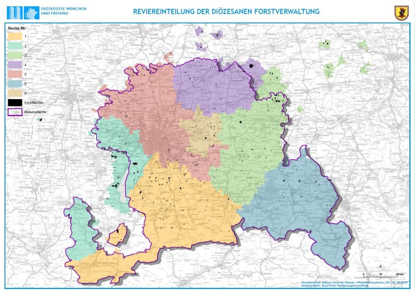 Revierverteilung der diözesanen Forstverwaltung