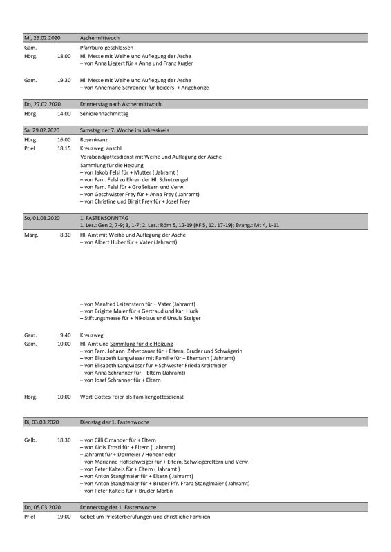 Pfarrbrief 26.02.2020 bis 08.02.2020 Seite 1