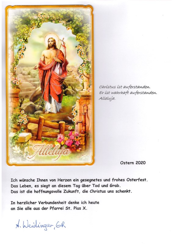 OSTERGRUSS an die Pfarrei St_Pius_X