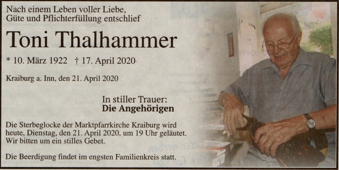 Todesanzeige Thalhammer