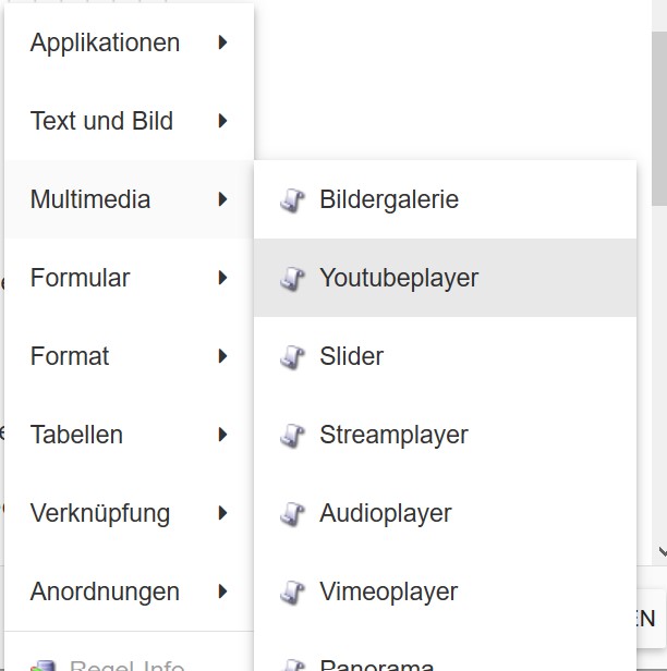 Zeigt das die Position des Youtubeplayer Moduls im incca-CMS.