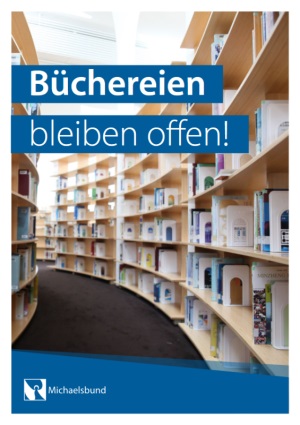 Plakat: Büchereien bleiben offen!