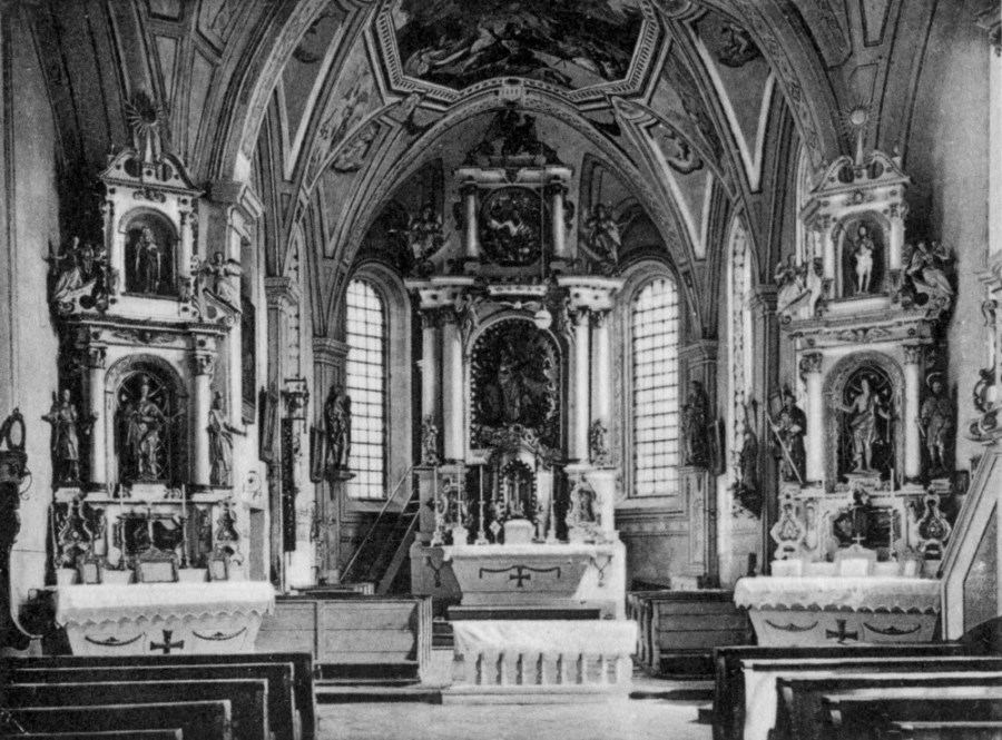 Innenansicht der Pfarrkirche Lampferding nach der großen Umgestaltung 1803