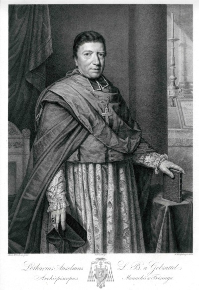 Lothar Anselm von Gebsattel, erster Erzbischof von München und Freising<br/>Lithografie von Franz Hanfstengl nach einem Gemälde von Moritz von Kellerhoven