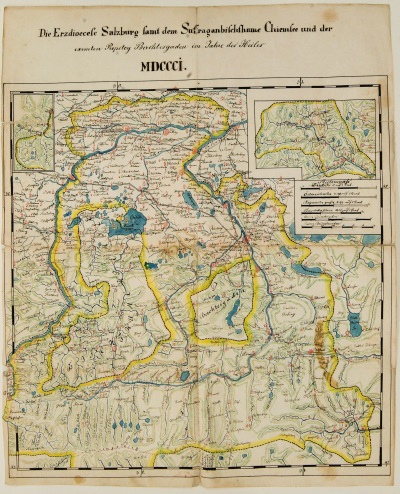 Das Erzbistum Salzburg kurz vor der Säkularisation<br/>handgezeichnete und kolorierte Karte, 1801