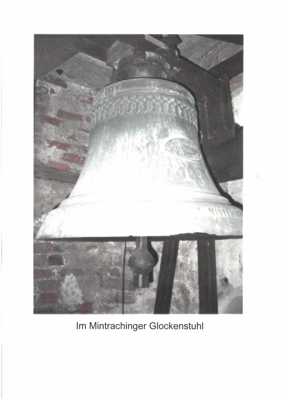 Bild eriner Glocke im Mintrachinger Kirchenstuhl