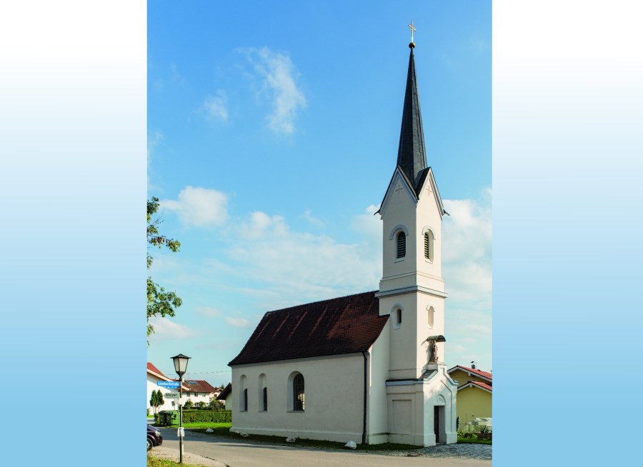 Außenansicht der Filialkirche Biberg quer