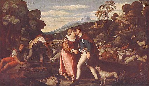 Jakob und Rachel, Gemälde von Jacopo Palma (16. Jh.)