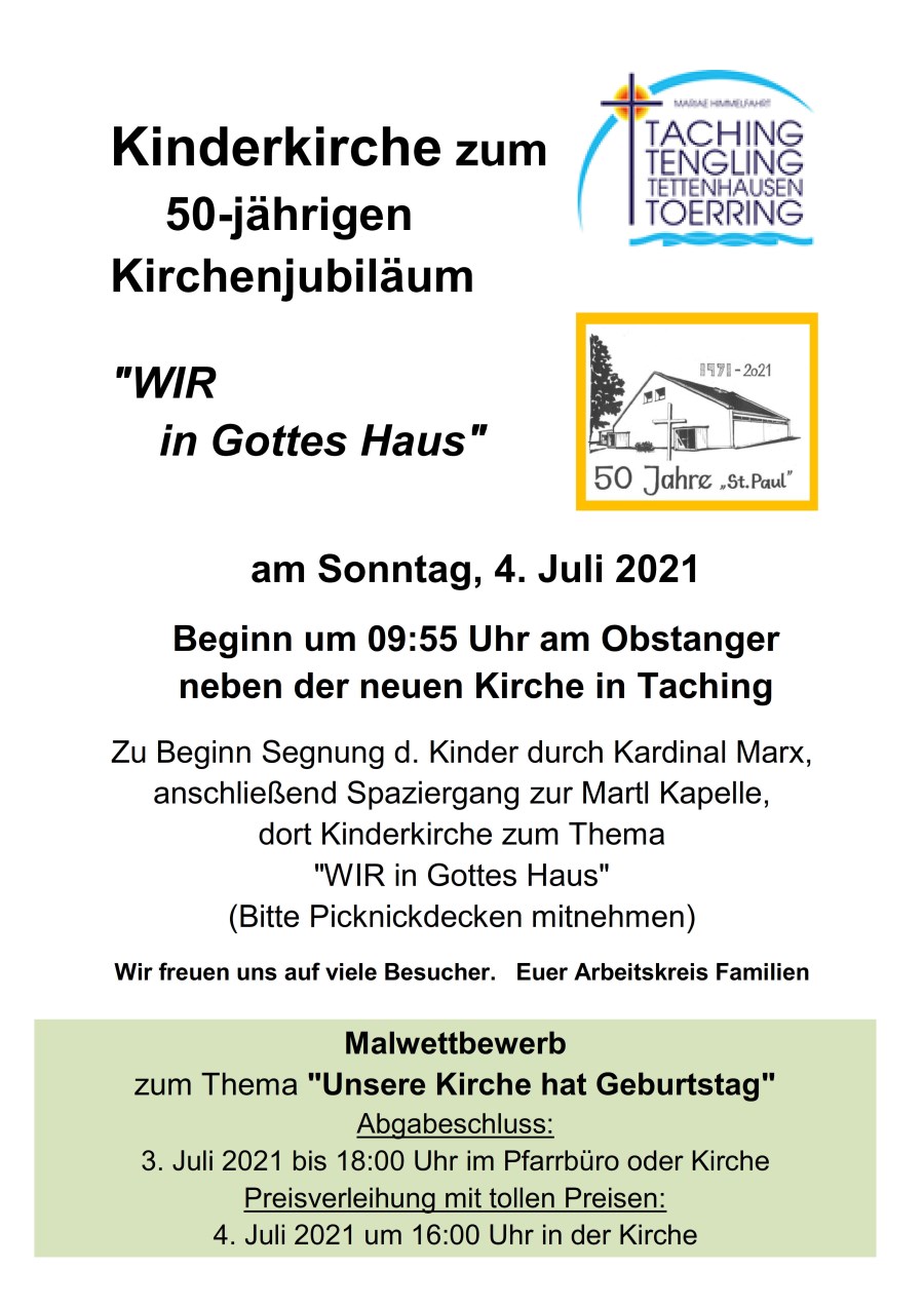 Plakat Kinderkirche 50-jähriges Kirchenjubiläum