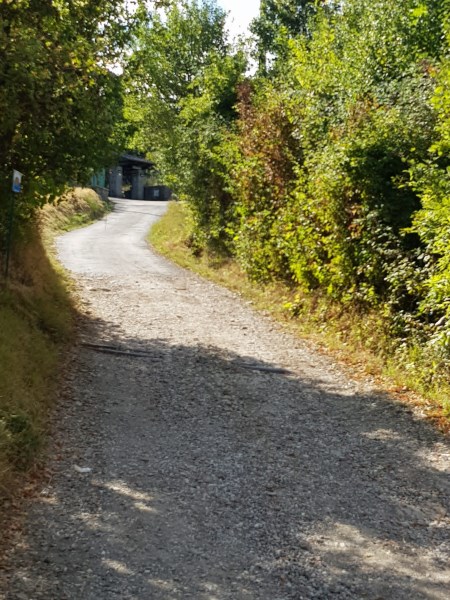 Weg aus dem Ort raus. Die ersten 200 Höhenmeter erwarten uns.