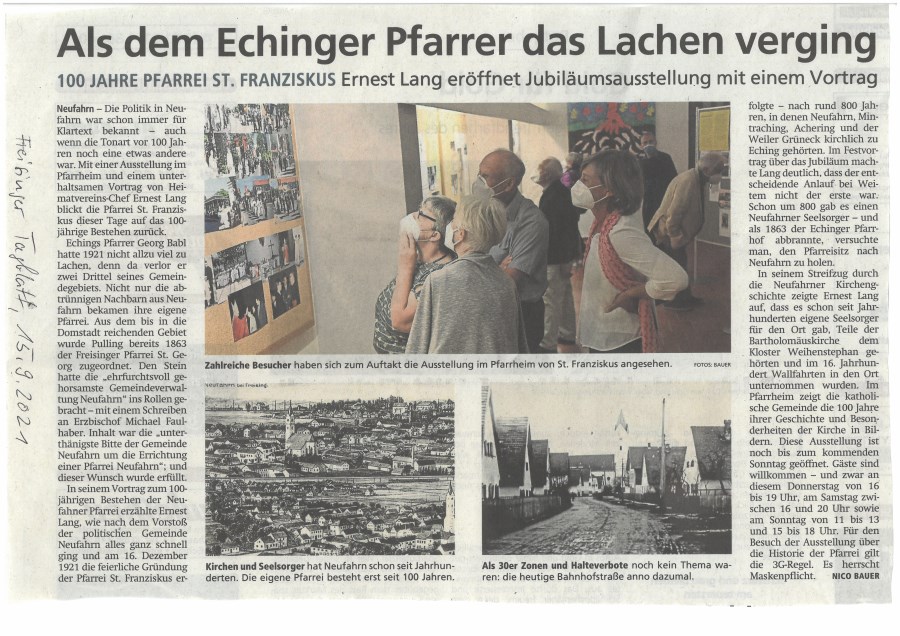 Dreisnger Tagblatt Artikel zur Ausstellung 100jähriges Jubiläum