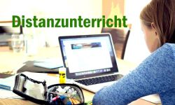 Schülerin im Distanzunterricht vor Computerbildschirm