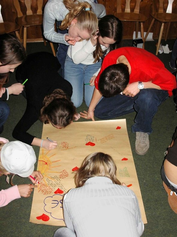 Arbeit von Jugendlichen an einer Flipchart auf den Tagen der Orientierung