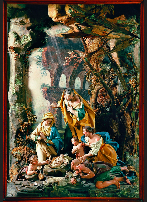 Hauskrippe mit Anbetung der Hirten