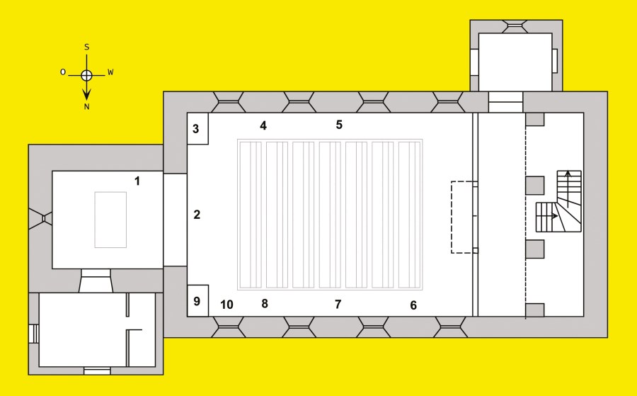 Grundriss von St. Nikolaus mit Nummern