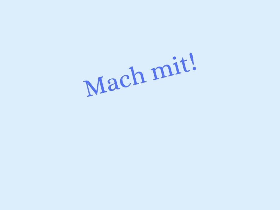 Blauer Untergrund mit Schriftzug Mach mit!