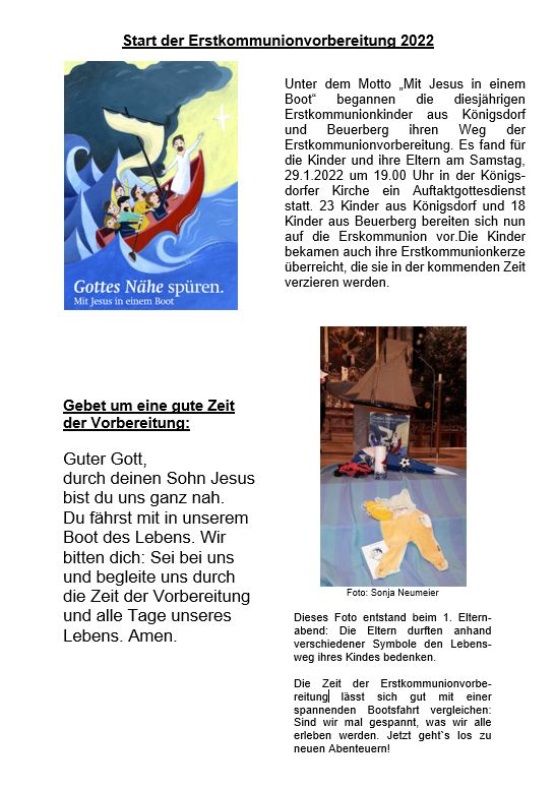 Start der Erstkommunionvorbereitung