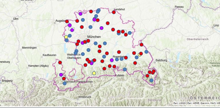 Übersichtskarte Wallfahrtskirchen in der Erzdiözese München und Freising