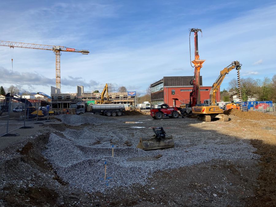 Baustelle des Forumsgebäudes auf dem Gelände des Campus St. Michael in Traunstein