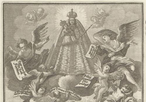 Das Marien-Gnadenbild von Egern am Tegernsee. Kupferstich im Mirakelbuch „Marianischer Wunderbaum“, um 1710 (Ausschnitt)