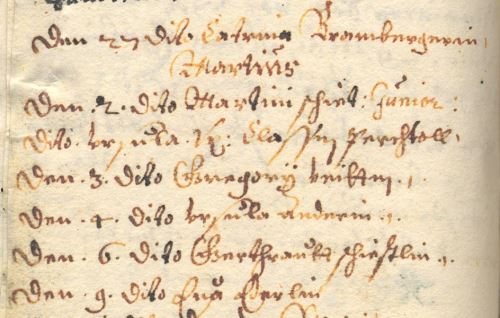 Einträge im Sterbebuch der Pfarrei Oberammergau zum März 1633 (Ausschnitt; Kontrast verstärkt)