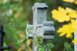Steinernes Kreuz auf einem Friedhof