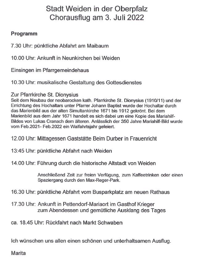 Chorausflug_Weiden_Programm