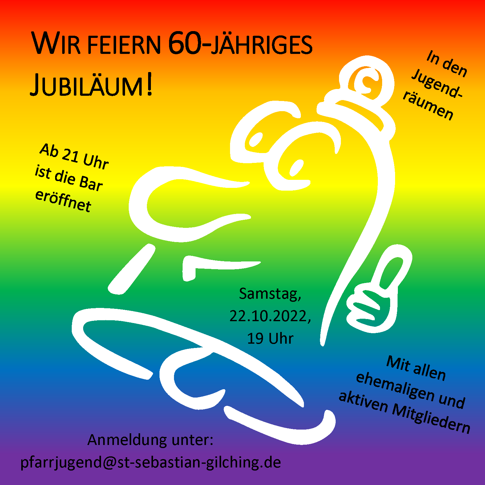 Einladung zum 60-jährigen Jubiläum der Pfarrjugend Gilching.