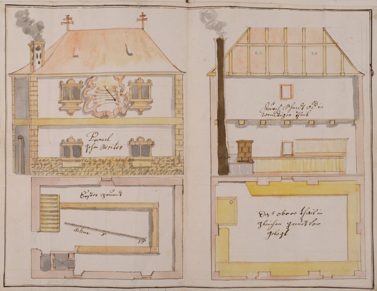 Entwurf für ein Hühnerhaus beim Pfarrhof Langenpreising, 1753