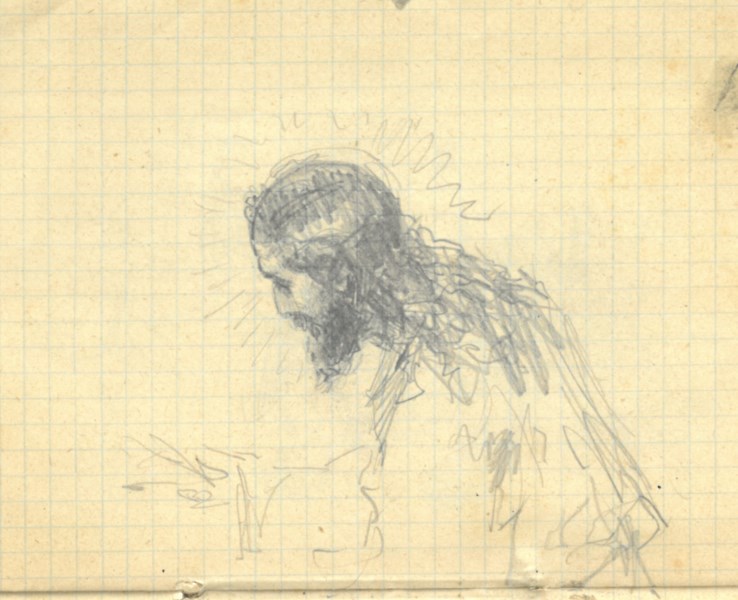 Christus-Darstellung aus einem Notizbuch von Gebhard Fugel (Ausschnitt)